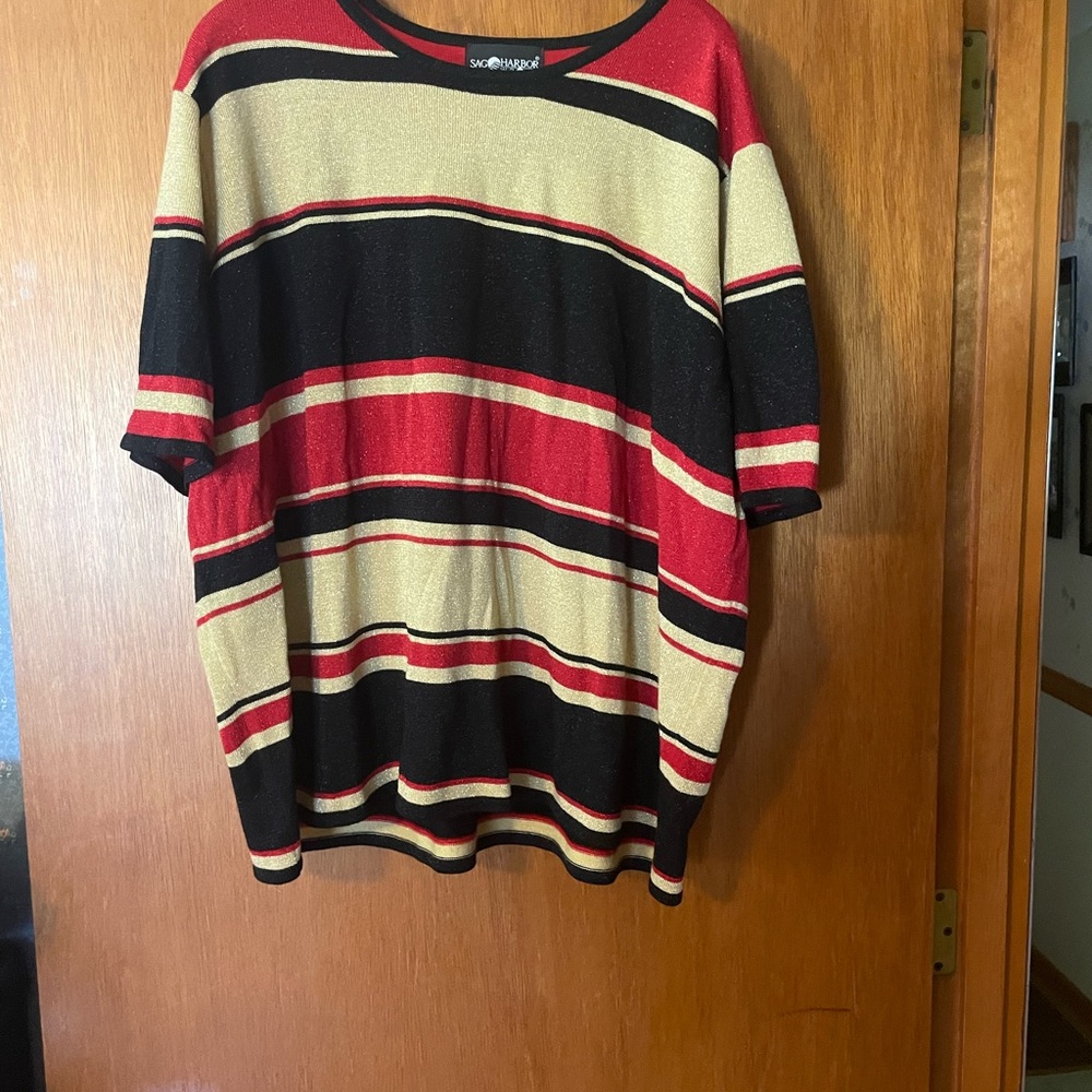 3X Red, Black, and Gold Top